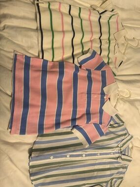 Janie and Jack Boys Pastel Striped Polo Tops - Pink, Blue, Green, White